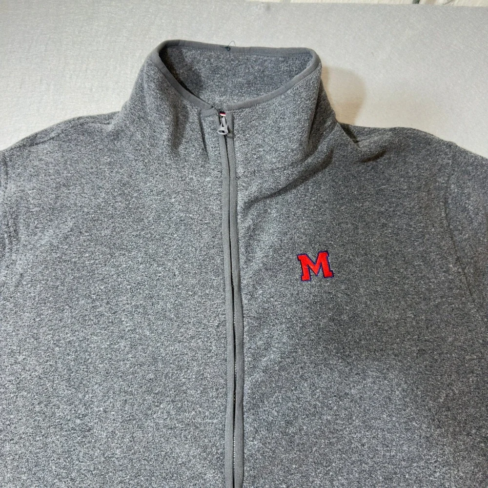 Tommy Hilfiger Mens 2XL Gray Full Zip Fleece Jacket Embroidered Logo M Mock Neck